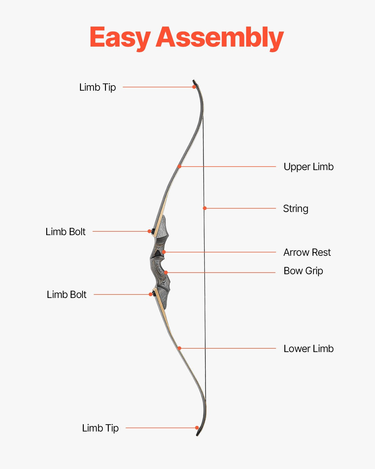 VEVOR Sporta un treniņu lokšaušanas komplekts ar rekursīvo loku un šautriņām — 152 cm izjaucams koka loks labročiem ar ergonomisku rokturi, piemērots mērķšaušanai iesācējiem un pieredzējušiem lietotājiem (20,4 lbs)