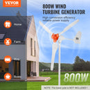 VEVOR 800W 12V 3 Asmeņu Vēja Turbīnas Komplekts ar MPPT Kontrolieri