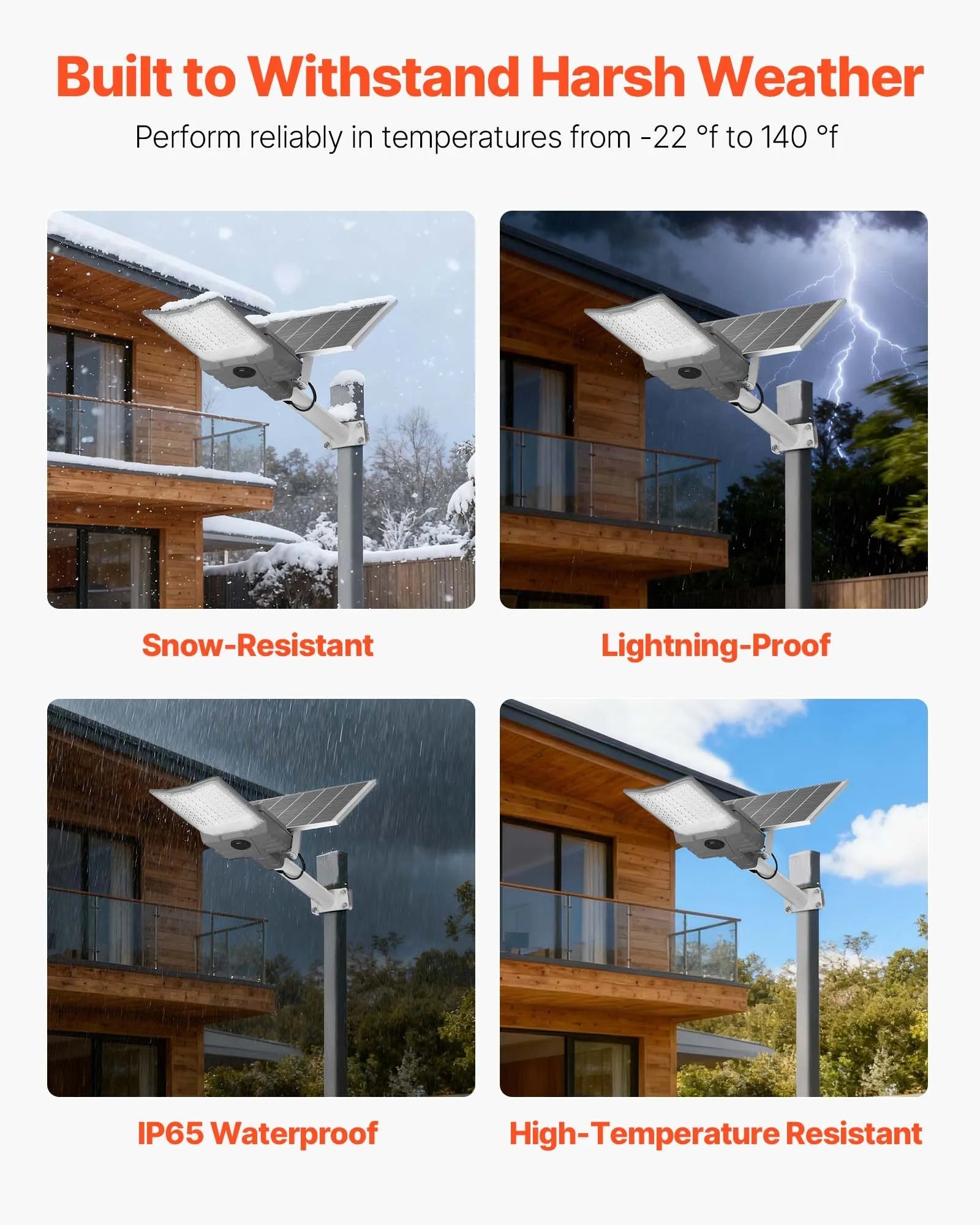 VEVOR 12 W saules ielas lampa āra apstākļiem, 900 lm, augstas jaudas LED prožektors autostāvvietām ar krēslas–rītausmas režīmu, dalītā tipa drošības apgaismojums ar RF tālvadību, IP65, piebraucamajam ceļam un pagalmam