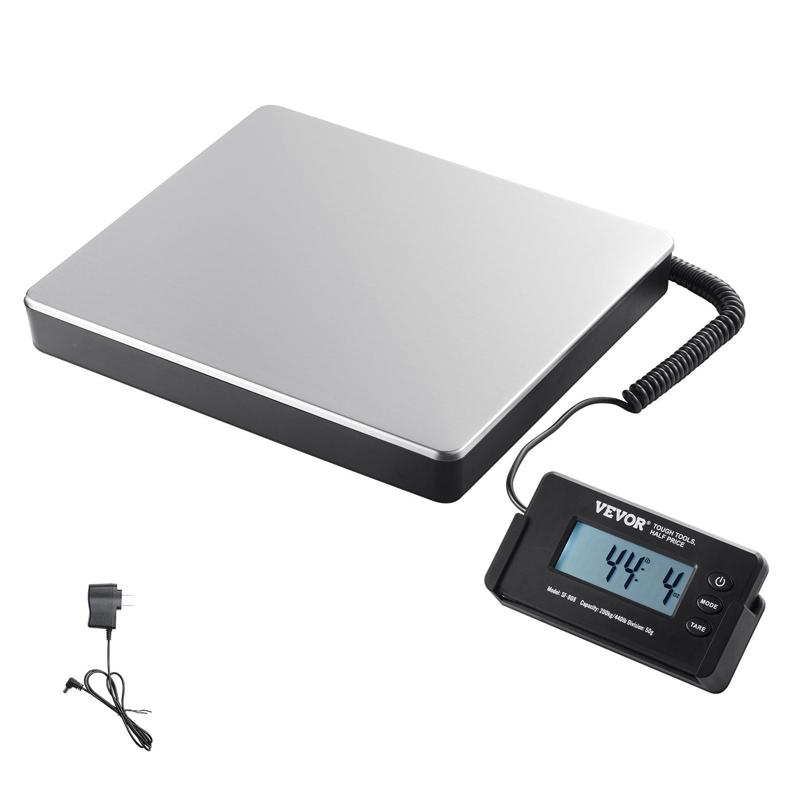 VEVOR  digitālie sūtījumu pasta svari, 200 kg ar precizitāti līdz 50 g, AC/DC, LCD Displejs
