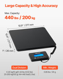 VEVOR digitālie pasta svari ar 10 g / 100 g dubulto precizitāti, 200 kg komerciālie svari ar turēšanas (Hold) / taras (Tare) funkciju un LCD displeju, paredzēti sūtījumiem, pasta nosūtījumiem un bagāžai, komplektā baterija un uzlādes kabelis