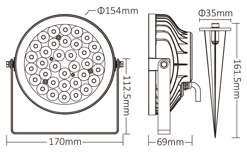 LED aia-/fassaadivalgusti 25W 2100lm, RGB+CCT 220V, 25° valgusnurk, MiLight