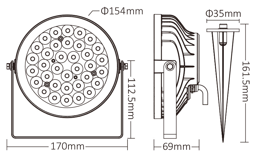 LED Garden/facade light 25W 2100lm, RGB+CCT 220V, 25° beam angle, MiLight