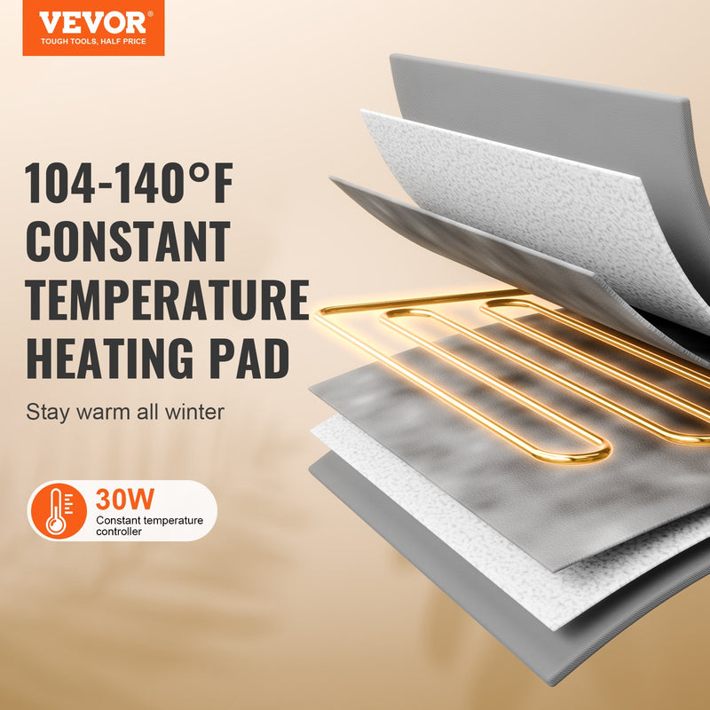 VEVOR apsildāmā salokāmā kaķu māja ar sildīšanas paliktni, pelēka, vidēja izmēra