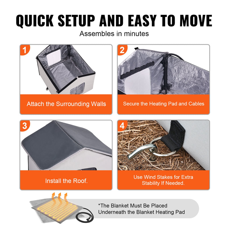 VEVOR apsildāmā salokāmā kaķu māja ar sildīšanas paliktni, pelēka, vidēja izmēra