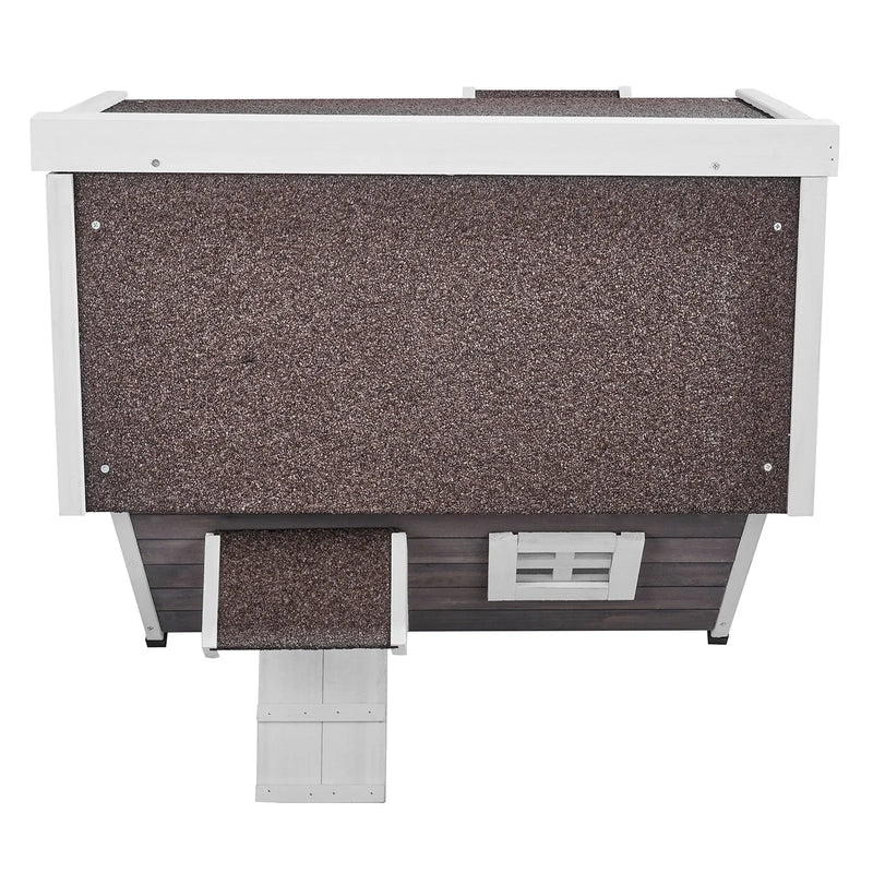 VEVOR Āra kaķu māja, laikapstākļu izturīga, patversme vairākiem kaķiem, āra koka kaķu māja ar lielām sānu durvīm, PVC durvju aizkariem, atveramu jumtu, caurspīdīgu logu, 56 cm (G) x 76 cm (P) x 66 cm (A)