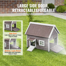 VEVOR Āra kaķu māja, laikapstākļu izturīga, patversme vairākiem kaķiem, āra koka kaķu māja ar lielām sānu durvīm, PVC durvju aizkariem, atveramu jumtu, caurspīdīgu logu, 56 cm (G) x 76 cm (P) x 66 cm (A)