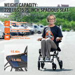 VEVOR transporta ratiņkrēsls no alumīnija sakausējuma, salokāms, sēdekļa platums 40 cm, slodze līdz 99,8 kg
