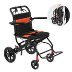 VEVOR transporta ratiņkrēsls no alumīnija sakausējuma, salokāms, sēdekļa platums 45,7 cm, slodze līdz 99,8 kg