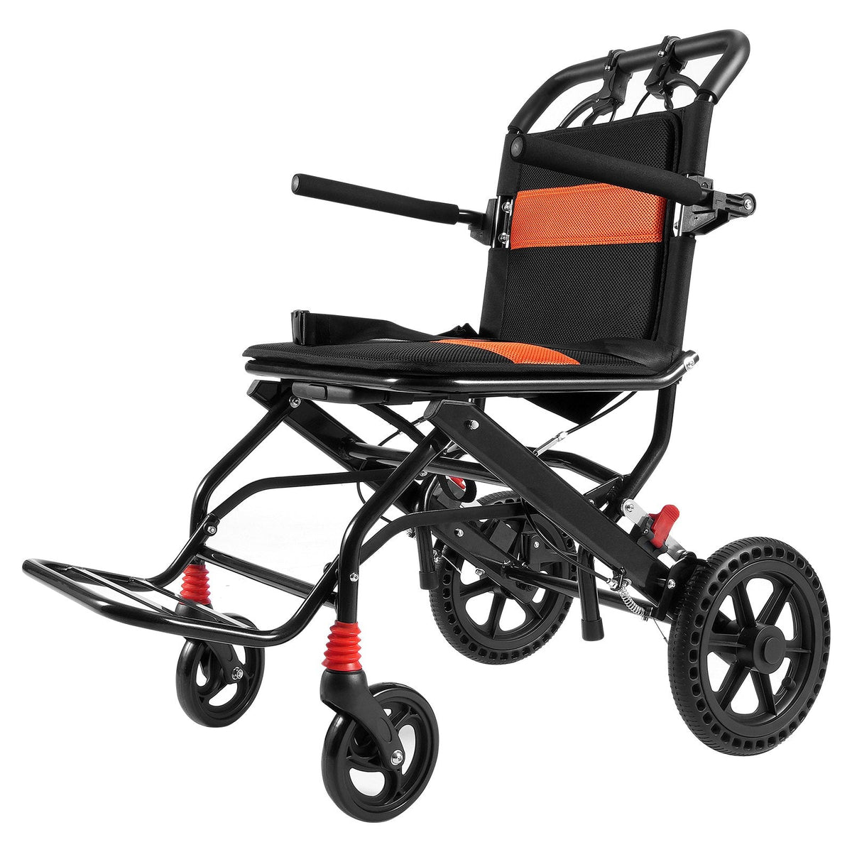 VEVOR transporta ratiņkrēsls no alumīnija sakausējuma, salokāms, sēdekļa platums 45,7 cm, slodze līdz 99,8 kg