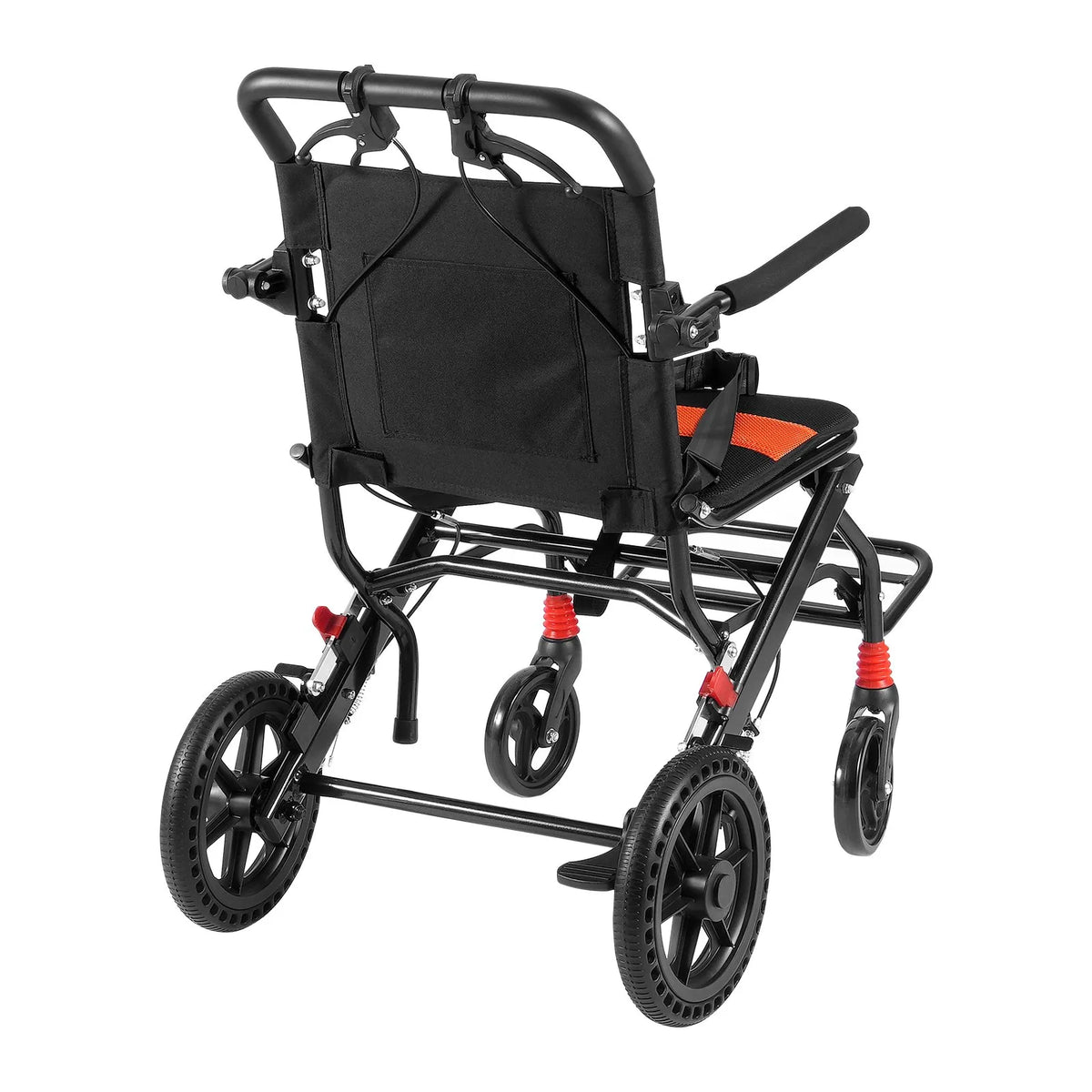 VEVOR transporta ratiņkrēsls no alumīnija sakausējuma, salokāms, sēdekļa platums 45,7 cm, slodze līdz 99,8 kg