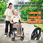 VEVOR transporta ratiņkrēsls no alumīnija sakausējuma, salokāms, sēdekļa platums 45,7 cm, slodze līdz 99,8 kg