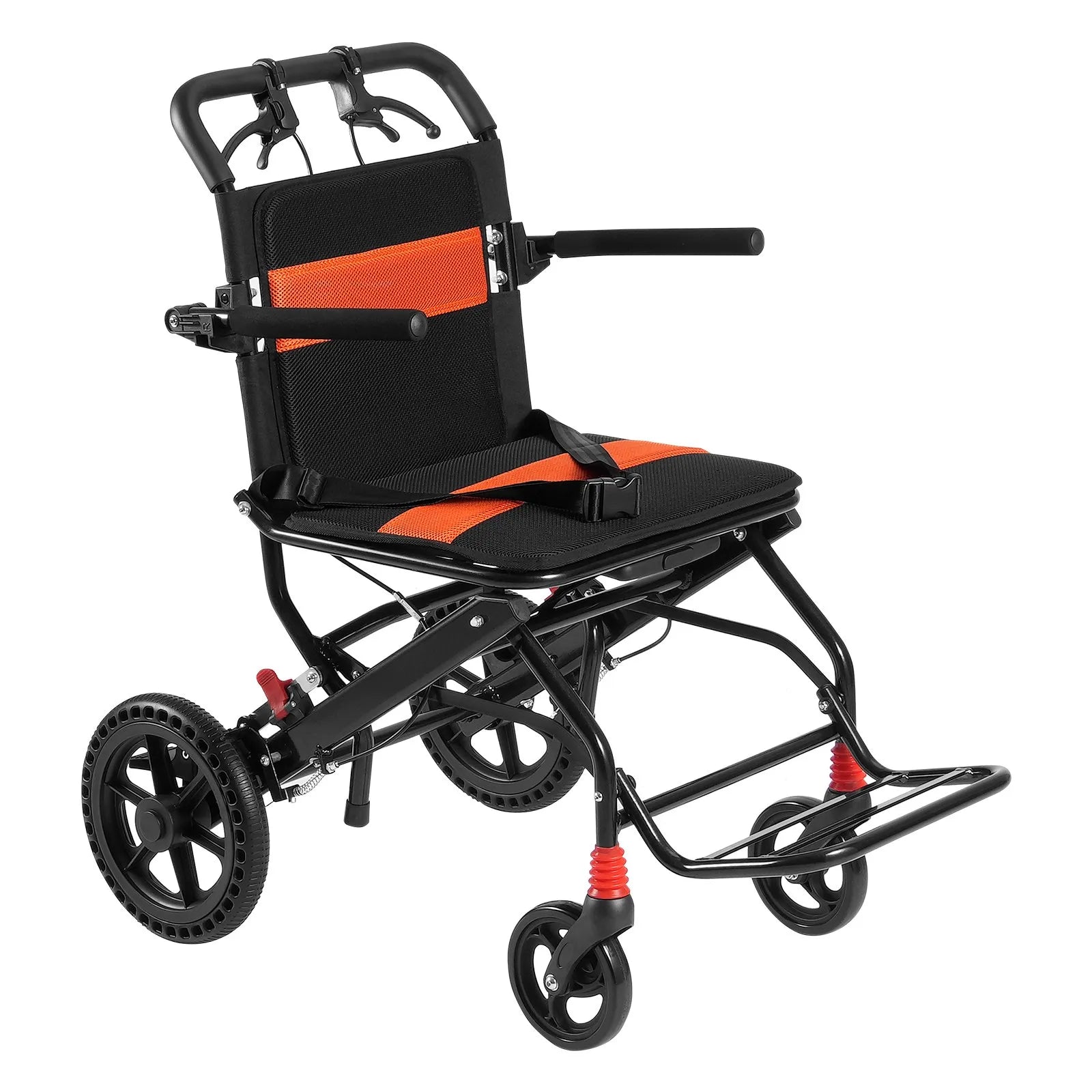VEVOR transporta ratiņkrēsls no alumīnija sakausējuma, salokāms, sēdekļa platums 45,7 cm, slodze līdz 99,8 kg