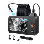 VEVOR trīskāršās kameras endoskops ar apgaismojumu, 11,4 cm HD IPS ekrāns, industriālais boreskops ar 8 + 2 LED gaismām, 8× tālummaiņu, IP67 ūdensizturību un 5 m stingru kabeli auto diagnostikai un cauruļvadu pārbaudei