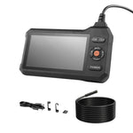 Двухкамерный эндоскоп VEVOR с подсветкой, HD-экран IPS диагональю 12,7 см, промышленный бороскоп с зондом 5,5 мм, 8-кратным зумом, степенью защиты IP67 и жёстким кабелем длиной 5 м для диагностики автомобилей и проверки трубопроводов