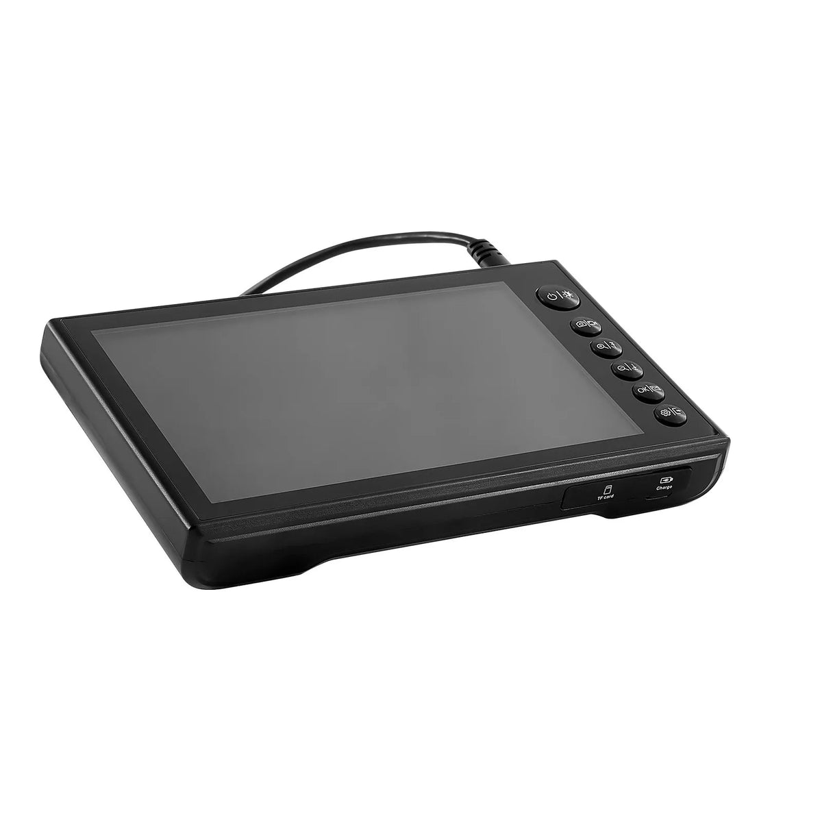 VEVOR trīskāršās kameras endoskops ar 17,8 cm HD IPS dalītā ekrāna displeju, 8× tālummaiņu, 5000 mAh akumulatoru, IP67 ūdensizturību un 5 m + 3 m kabeļiem auto diagnostikai, cauruļvadiem un tehniskām pārbaudēm