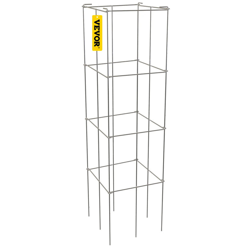 Tomātu balsti, 30 × 30 × 117 cm, 5 gab. kvadrātveida augu atbalsta konstrukcijas, sudraba PVC pārklāts tērauds, torņi kāpšanas dārzeņiem, augiem, ziediem un augļiem