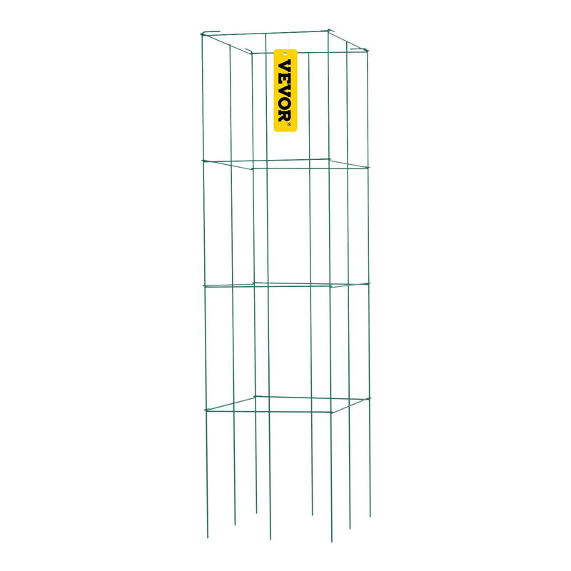 Tomātu balsti, 30 x 30 x 117 cm, 10 komplekti kvadrātveida augu balstu režģi, zaļi PVC pārklāti tērauda torņi kāpjošiem dārzeņiem, augiem, ziediem un augļiem