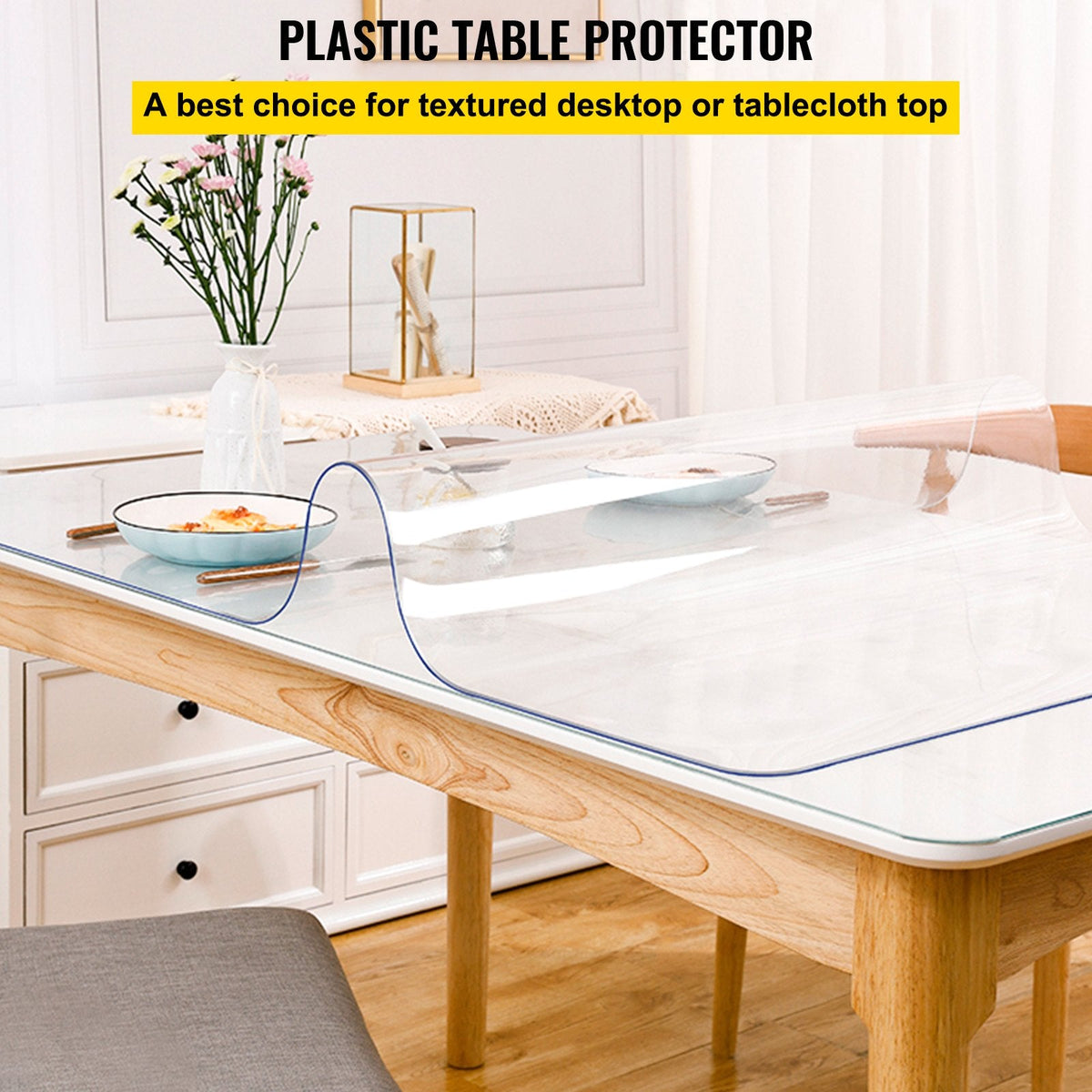 VEVOR plastmasas galda pārklājs 101 x 183 cm, 1,5 mm biezs caurspīdīgs galda aizsargs, taisnstūra caurspīdīgs rakstāmgalda paliktnis, ūdensizturīgs un viegli tīrāms, piemērots birojam, kumodei, nakts skapītim