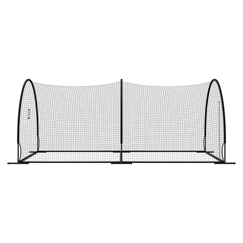 VEVOR beisbola sitienu treniņu būris, 6060 × 3660 × 2500 mm, brīvi stāvošs pārnēsājams sitienu būris ar 30 slāņu mezglotu HDPE tīklu un atveri metiena mašīnai, lietošanai telpās un ārā