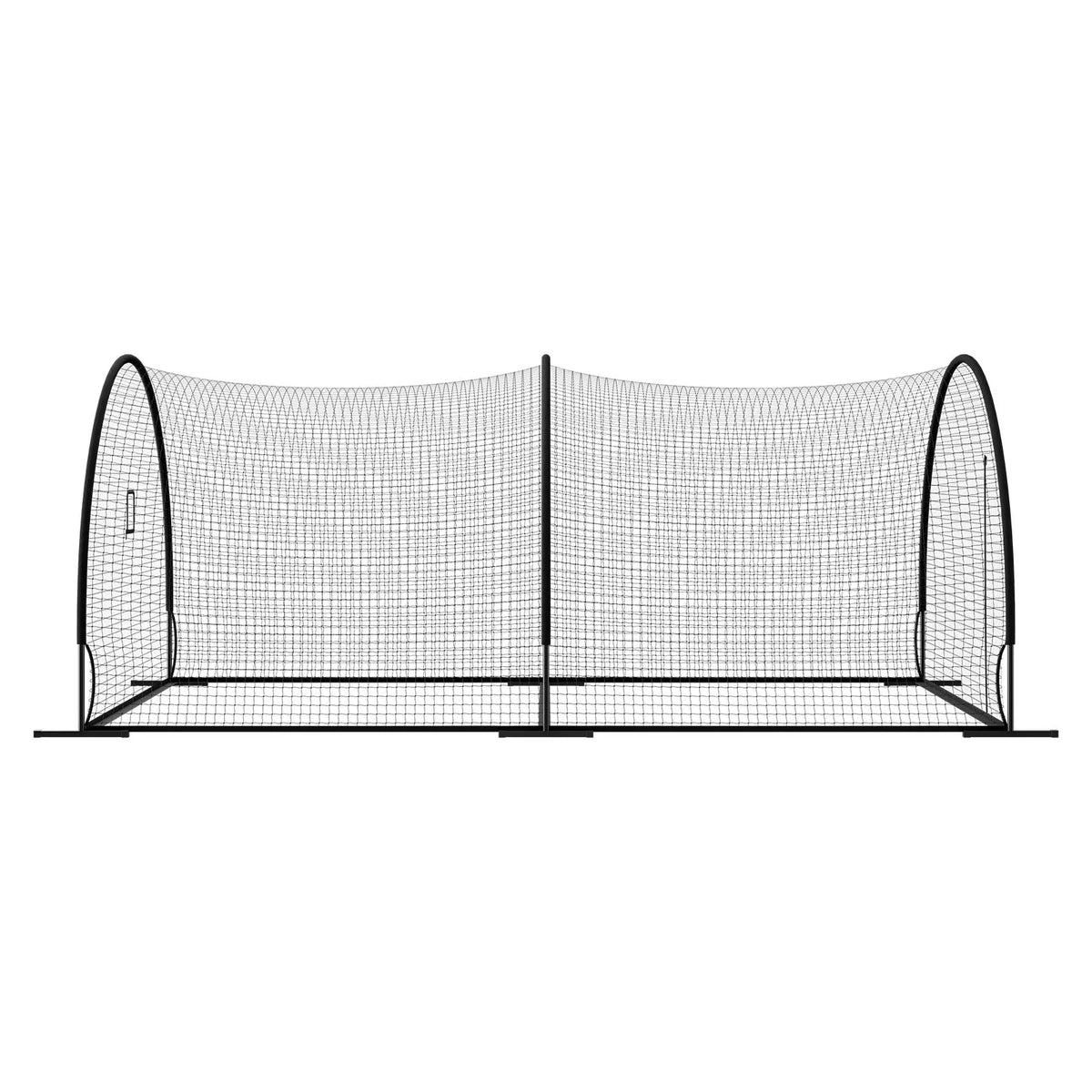 VEVOR beisbola sitienu treniņu būris, 6060 × 3660 × 2500 mm, brīvi stāvošs pārnēsājams sitienu būris ar 30 slāņu mezglotu HDPE tīklu un atveri metiena mašīnai, lietošanai telpās un ārā