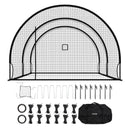 VEVOR beisbola sitienu treniņu būris, 6060 × 3660 × 2500 mm, brīvi stāvošs pārnēsājams sitienu būris ar 30 slāņu mezglotu HDPE tīklu un atveri metiena mašīnai, lietošanai telpās un ārā