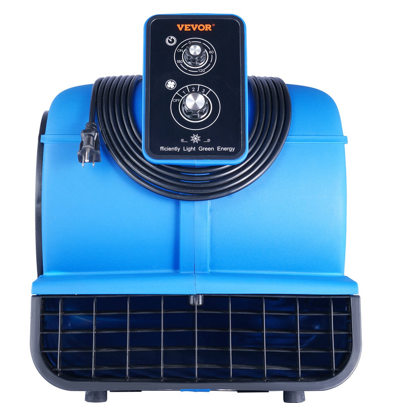 Ruudukujuline põrandapuhur VEVOR, 1250 rpm, 4419 m³/h õhuvool, 4 puhumisnurga ja 3 kiirusega.