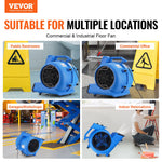 VEVOR Floor Dehumidifier and Fan, 1250 rpm, 4419 m³/h airflow, with 4 blowing angles and 3 speeds