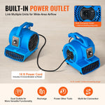 VEVOR grīdas ventilators, 1360 apgr./min, 1020 m³/h gaisa plūsma, ar 4 pūšanas leņķiem un 3 ātrumiem