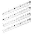 1270 mm  LED mitrumdrošais gaismeklis, jauda izvēlei 60 W / 50 W / 40 W, 5000 K, gaismas plūsma regulējama 5400 / 6400 / 7400 lm, IP65 ūdensizturīgs, piemērots stāvvietām, noliktavām, saldētavām, automazgātavām, komplektā 4 gab.