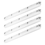 1270 mm  LED mitrumdrošais gaismeklis, jauda izvēlei 60 W / 50 W / 40 W, 5000 K, gaismas plūsma regulējama 5400 / 6400 / 7400 lm, IP65 ūdensizturīgs, piemērots stāvvietām, noliktavām, saldētavām, automazgātavām, komplektā 4 gab.