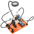 Магнитная паяльная станция с третьей рукой, 3× светодиодной лампой, 4 держателями для печатных плат и 360° держателем для пистолета горячего воздуха, сверхмощная базовая модель для работы с электроникой