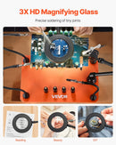 Магнитная паяльная станция с третьей рукой, 3× светодиодной лампой, 4 держателями для печатных плат и 360° держателем для пистолета горячего воздуха, сверхмощная базовая модель для работы с электроникой