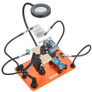 Magnetiline jootmisjaam kolmanda käega, 4 reguleeritavat hooba, klamber, 3x LED suurendaja, 4 PCB hoidikut ja 360° kuumaõhupüstoli hoidik, jootmisassistent elektroonikaremondiks, käsitööks ja DIY-projektideks