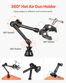 Magnetiline jootmisjaam kolmanda käega, 4 reguleeritavat hooba, klamber, 3x LED suurendaja, 4 PCB hoidikut ja 360° kuumaõhupüstoli hoidik, jootmisassistent elektroonikaremondiks, käsitööks ja DIY-projektideks