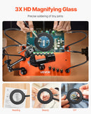 Magnetiline jootmisjaam kolmanda käega, 4 reguleeritavat hooba, klamber, 3x LED suurendaja, 4 PCB hoidikut ja 360° kuumaõhupüstoli hoidik, jootmisassistent elektroonikaremondiks, käsitööks ja DIY-projektideks