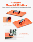 Magnetiline jootmisjaam kolmanda käega, 4 reguleeritavat hooba, klamber, 3x LED suurendaja, 4 PCB hoidikut ja 360° kuumaõhupüstoli hoidik, jootmisassistent elektroonikaremondiks, käsitööks ja DIY-projektideks