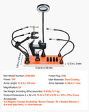 Magnetiline jootmisjaam kolmanda käega, 4 reguleeritavat hooba, klamber, 3x LED suurendaja, 4 PCB hoidikut ja 360° kuumaõhupüstoli hoidik, jootmisassistent elektroonikaremondiks, käsitööks ja DIY-projektideks
