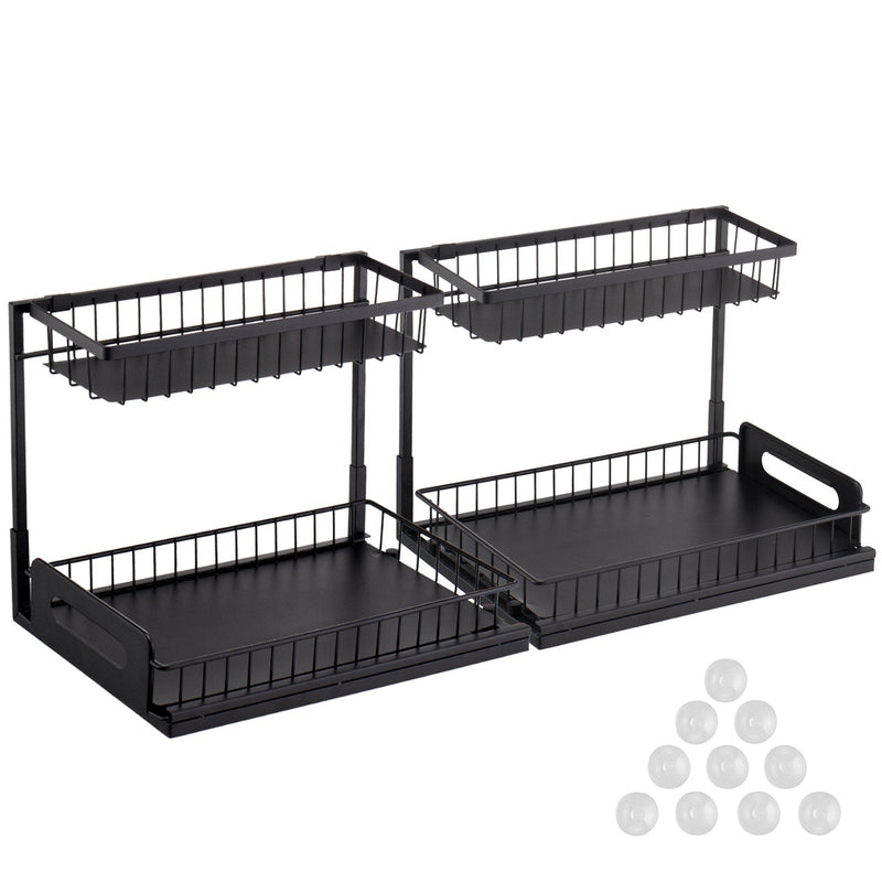 VEVOR 2-līmeņu stieples izvelkamais skapja organizētājs zem izlietnes, 27,2 x 36 cm, 2 gabali