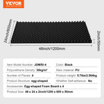 VEVOR akustiskie putu paneļi 122 × 61 × 5 cm, 4 gab., ugunsdroši skaņu absorbējoši sienu un griestu paneļi ar olu formas reljefu, melni
