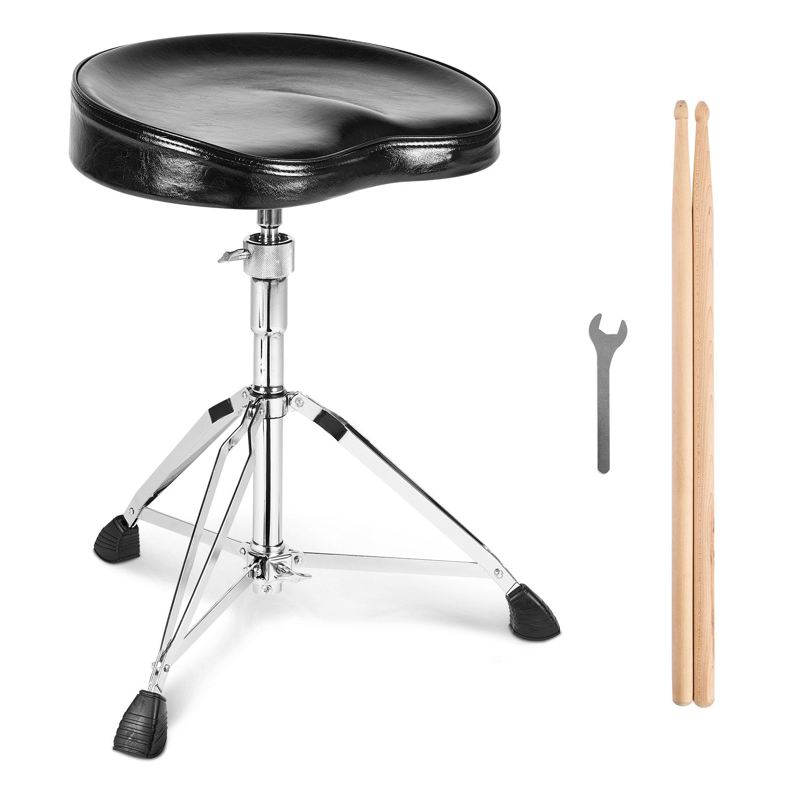VEVOR bungu krēsls, augstums regulējams 540–670 mm, polsterēts sēdeklis ar neslīdošām kājām, 360° grozāms, līdz 227 kg slodze, ar 5A vālītēm