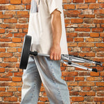 VEVOR regulējams bungu krēsls ar 490–585 mm augstumu, polsterētu sēdvirsmu, neslīdošām kājām, 5A bungu vicinātājiem un 150 kg slodzes kapacitāti; 360° rotējošs modelis bundziniekiem