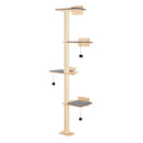 VEVOR sienas kaķu mēbeļu komplekts ar 4 līmeņu kāpšanas plauktiem, līdz 18 kg nestspēju, 12 mm priedes koka plaukts gulēšanai, rotaļām un kāpšanai