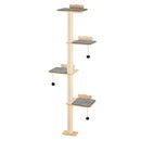 VEVOR sienas kaķu mēbeļu komplekts ar 4 līmeņu kāpšanas plauktiem, līdz 18 kg nestspēju, 12 mm priedes koka plaukts gulēšanai, rotaļām un kāpšanai