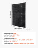 VEVOR monokristāliskais saules panelis 200 W, 23 % augstas efektivitātes PV modulis ar MC4 savienojumu un alumīnija rāmi, IP65 ūdensizturīgs saules panelis automašīnām, laivām, kemperiem, plakaniem jumtiem un autonomām sistēmām