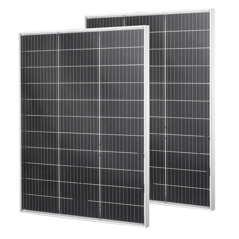 VEVOR 2 gab. 100 W bifaciālie saules paneļi, 23 % augstas efektivitātes N tipa monokristāliskais PV modulis ar MC4 izvadi un alumīnija rāmi, IP67 ūdensizturīgs saules panelis automašīnām, laivām, kemperiem, plakaniem jumtiem un autonomām sistēmām