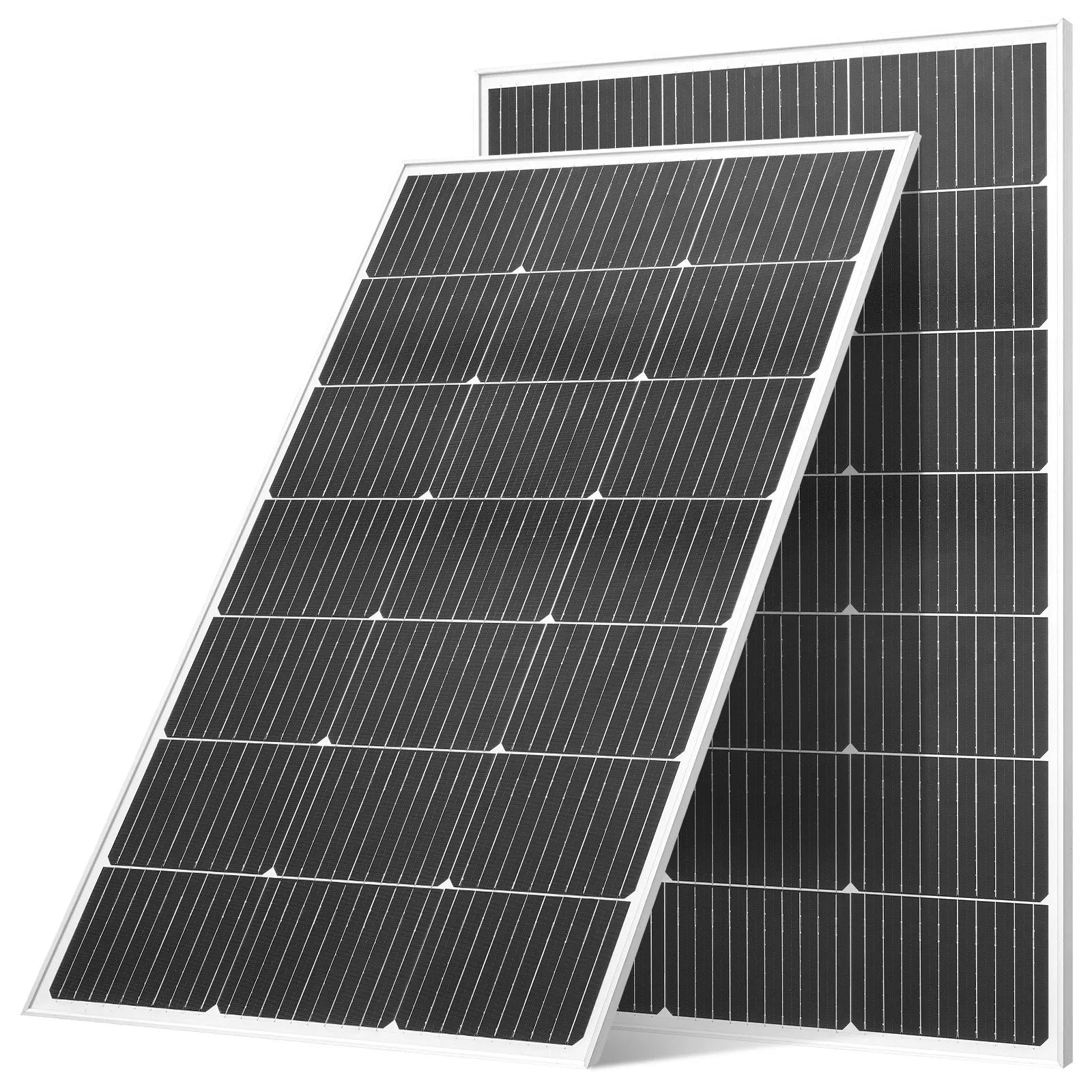VEVOR 2 gab. 100 W monokristāliskie saules paneļi, 23 % augstas efektivitātes PV moduļi ar stabilu MC4 pieslēgumu, alumīnija rāmi un IP65 aizsardzību, piemēroti auto, laivām, kemperiem un autonomām jumta sistēmām