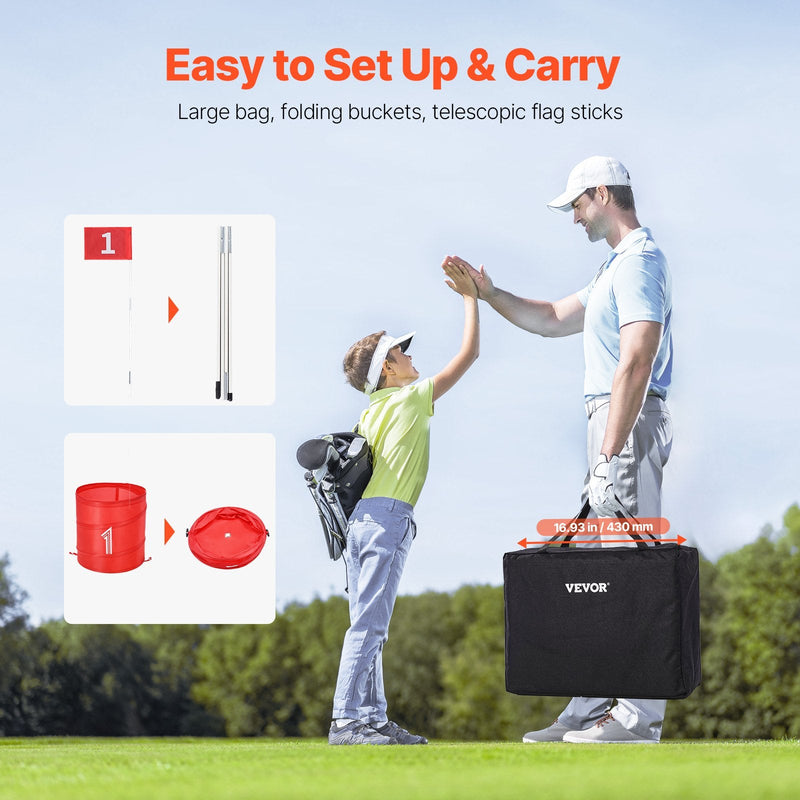 VEVOR 3 Cauruļu Pārnēsājamais Golfs Bērniem un Pieaugušajiem