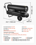 220V 50 kW torpedo heater on wheels – diesel/kerosene, adjustable temperature
