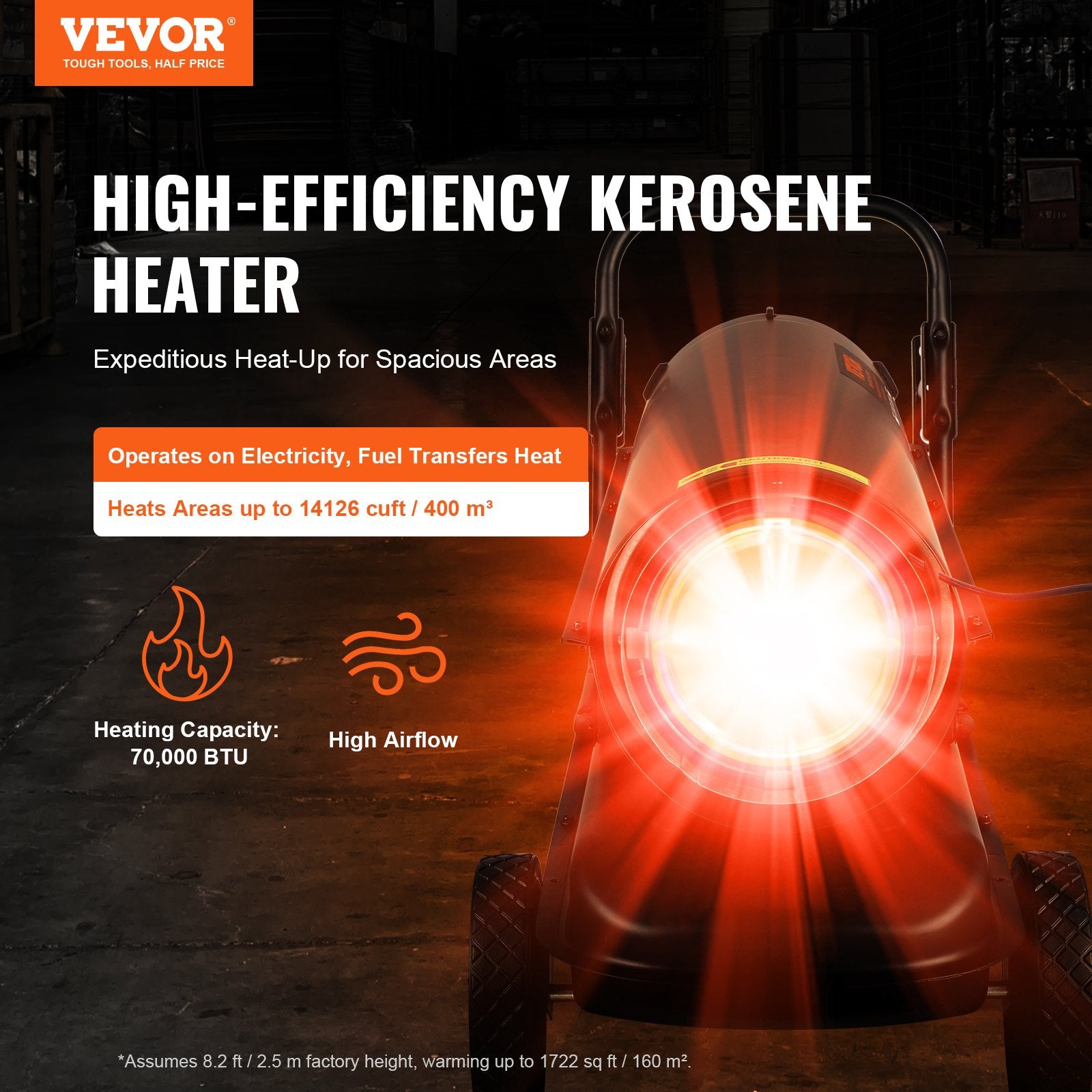VEVOR 20,5 kW petrolejas/dīzeļdegvielas sildītājs ar termostatu